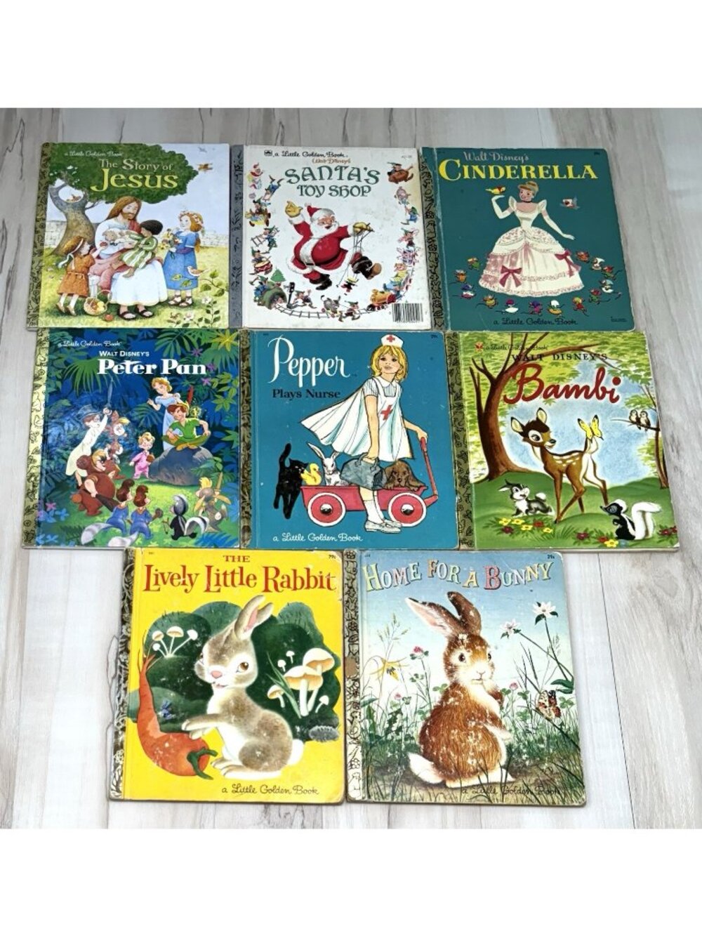 VTG LITTLE GOLDEN BOOK Lot 8 Disney Santa's Toy Shop Pepper Plays Nurse Rabbit